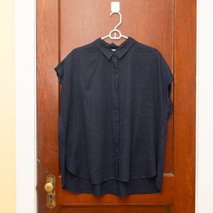 Navy Blue Uniqlo linen short sleeved dolman top